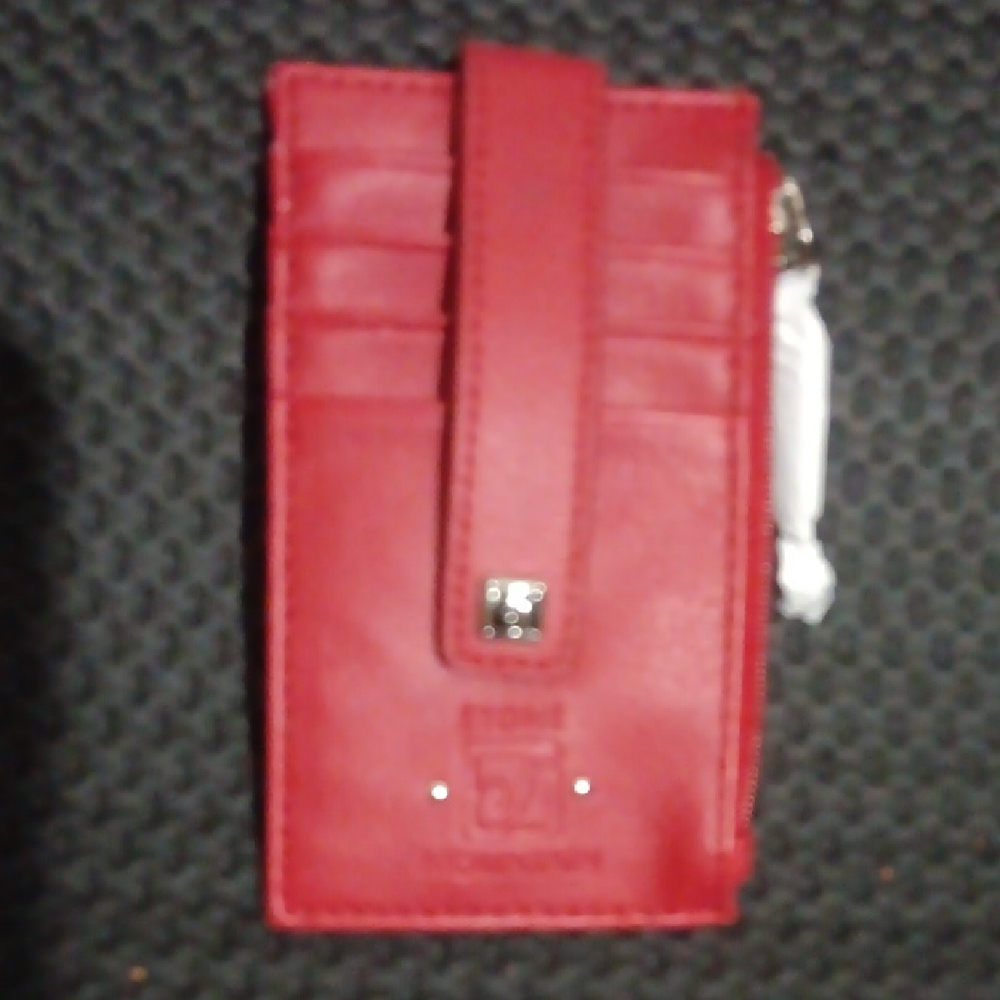 Red Leather Phone Wallet Case with Card Slots